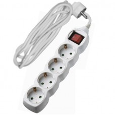 Πολύπριζο 4 Θέσεων Με Διακόπτη & Καλώδιο 3x1.5mm 3m Λευκό 15-3153041